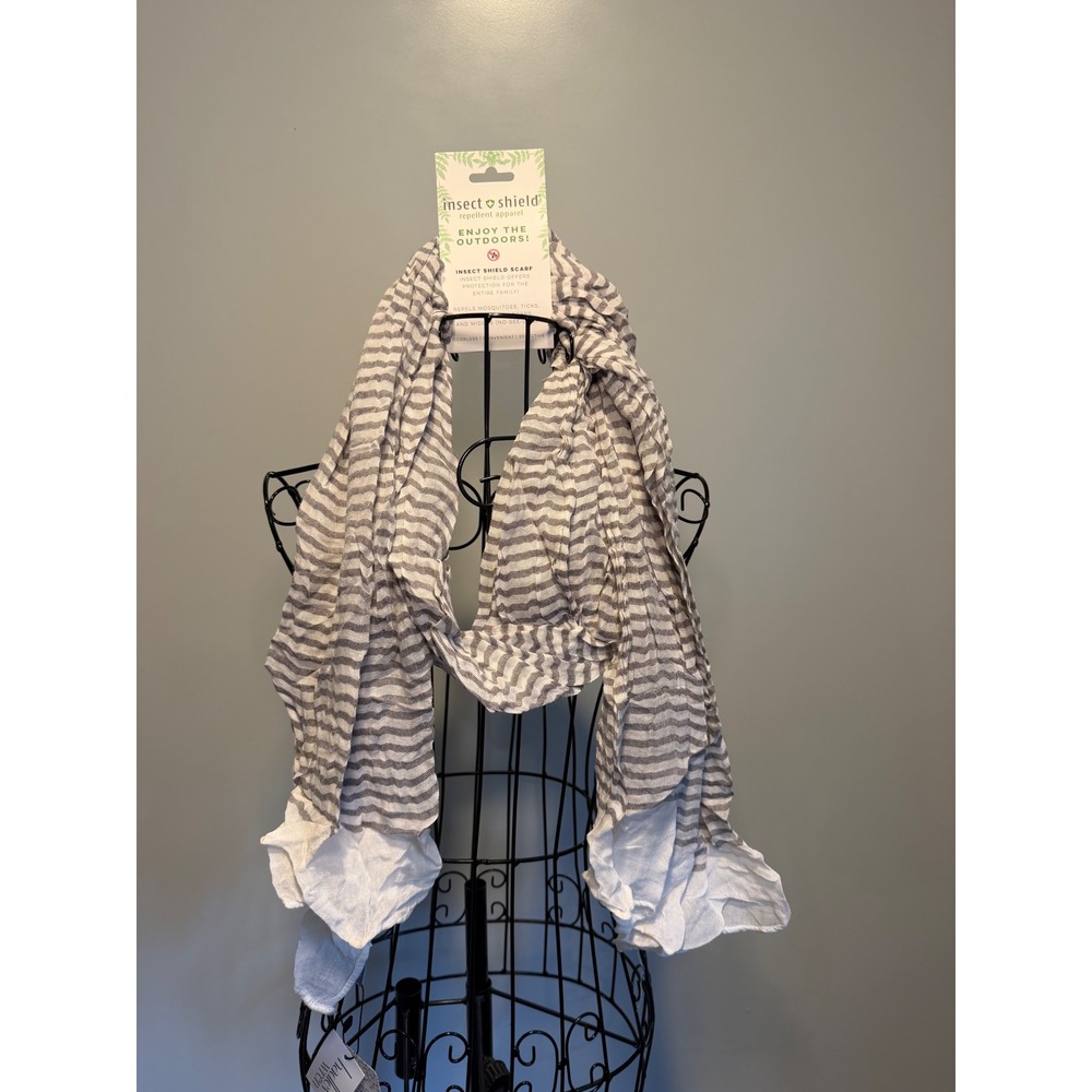 Hadley Wren Insect Shield Repellent Scarf Gray White Outdoor Protection NWT